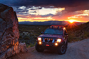 Xterra and sunset in Box Canyon