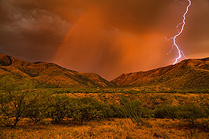 Lightning during monsoon season in Box Canyon, Arizona