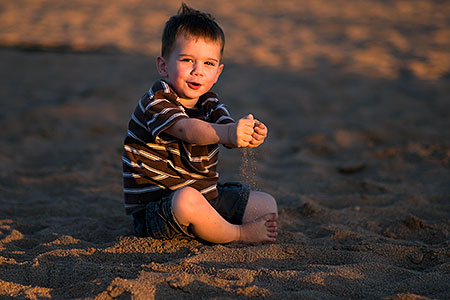 Tom playing in the sand at Discovery Park 